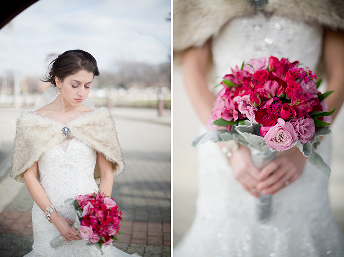 hot pink glam winter wedding | Amanda Megan Miller Photography