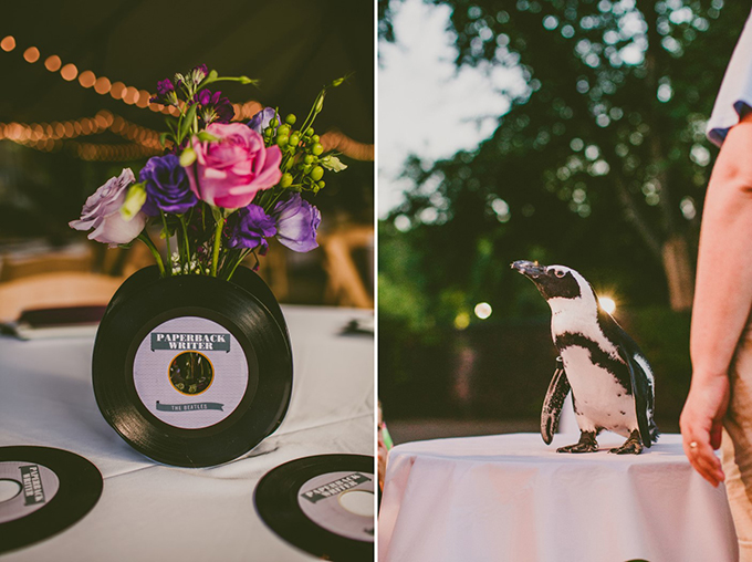 Beatles themed aviary wedding with a penguin as a guest! | Carolyn Scott Photography | Glamour & Grace