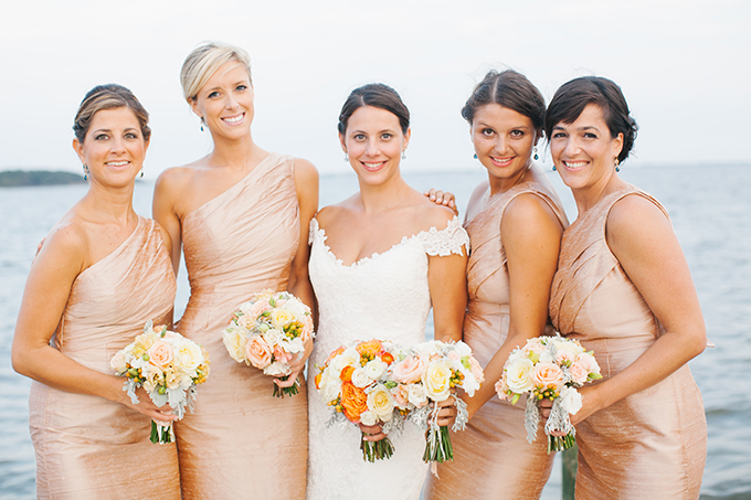 Chic Orange And Blue Beach Wedding Glamour Grace Champagne Watters Bridesmaid Dresses Kristin Moore Photo Glamour Grace