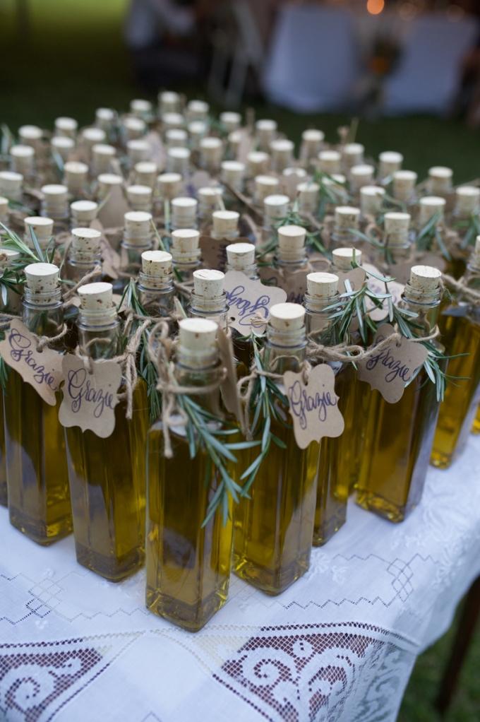 Italian Themed Backyard Wedding Glamour Grace Olive Oil Favors Megan Noonan Photography Glamour Grace Italian Themed Backyard Wedding